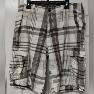 Plaid Cargo Shorts.  Sz 36